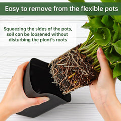 BTPLASTIK side view showing flexible pot walls for easy transplanting without damage