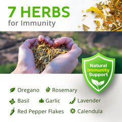 Close-up of Buff Clucks herb texture highlighting culinary-grade, non-GMO ingredients
