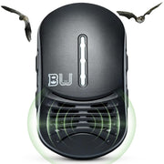 BugWomp BEU front view showing midnight black casing and plug, clear deterrent design