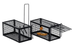 Bullseye front view of large live-catch trap showing roomy interior and entry for humane captures