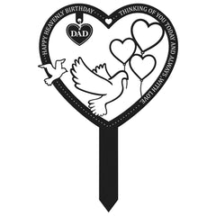 BUoonyer front view heart marker showing wording and dove motif, long-lasting memorial