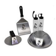Burger Iron front view of the five-piece Sasquash set, showing complete kit and convenience