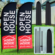 Buryeah front view of two flags showing high visibility and clear messaging