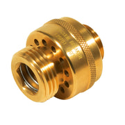 Bzcovac 34HF front view showing brass finish and hose thread, durable protection