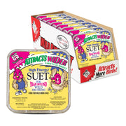 C&S packaging front showing eight suet cakes and product branding, attracts more birds
