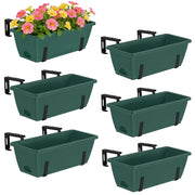 CADUKE front-facing planter pack showing six green hanging boxes and brackets for easy balcony planting