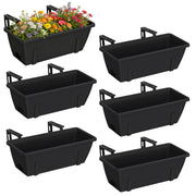 CADUKE front view of planter set showing sleek black rail boxes and uniform look
