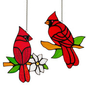 Calmpathz front view of red cardinal suncatcher showing vibrant memorial design and warm glow
