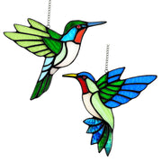 Calmpathz hummingbird front view showcasing colorful glass and silhouette benefits light capture