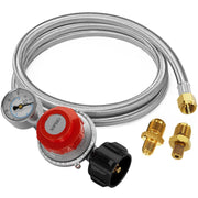CALPOSE regulator hose front view showing gauge and fittings for safe monitoring