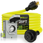 Campzlly inlet box and 25ft cord front view showing secure connection benefits