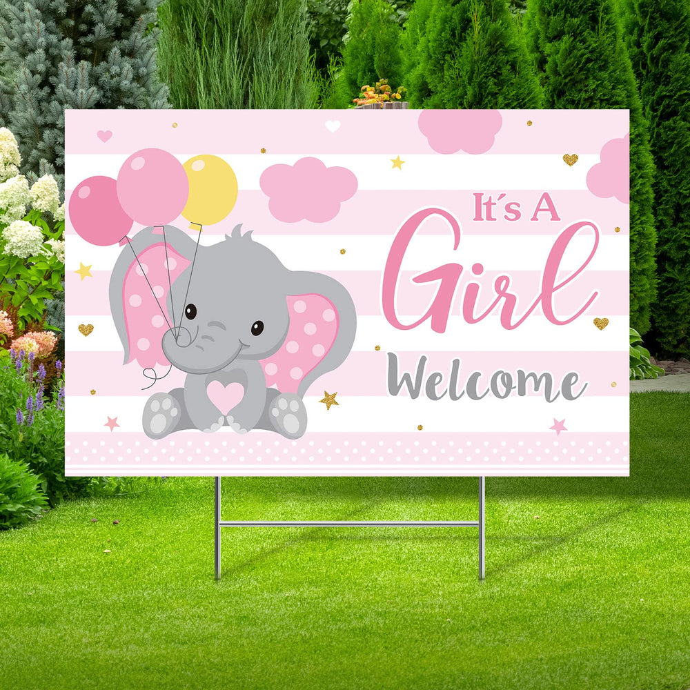 Capoda front sign showing pink elephants and welcome message for visibility