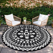 Capslpad front view of 6ft round rug showing pattern and size benefit