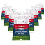 Catchmaster front packaging showing eight hanging bags and product branding for easy identification and quick setup