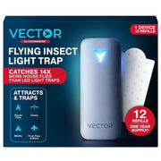 Catchmaster Vector 9 front view showing compact trap and outlet plug for discreet protection
