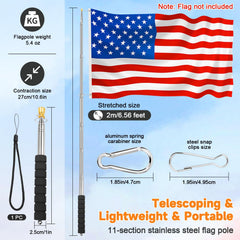 CATMOOW collapsed pole in hand demonstrating compact 10.6-inch portability