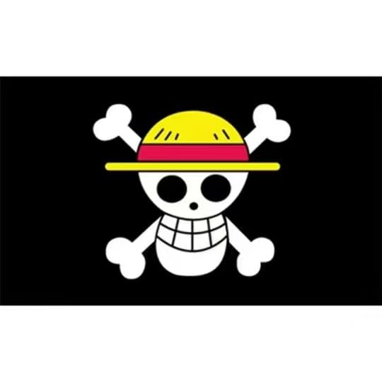 CBKSUHBADE front view of Luffy flag showing bold multicolored artwork