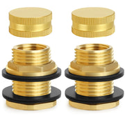 Ceaeso front view of brass bulkhead fitting showing hose outlet and solid build benefit