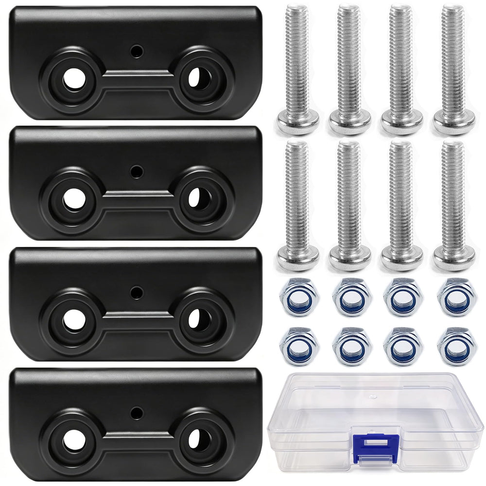 Celeyearnirs front view of four black replacement brackets showing compact pack benefit