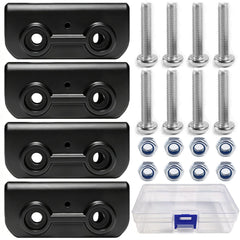 Celeyearnirs front view of four black replacement brackets showing compact pack benefit