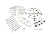 Charbroil accessory kit front view showing chrome pieces and storage organization for easy setup