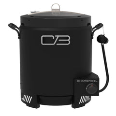 Charbroil big easy front view showing compact cooker and benefits
