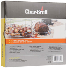 Charbroil basket inserted in The Big Easy demonstrating expanded cooking capacity