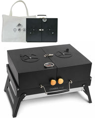 Charmline front view of compact grill showing stable design and portable benefits
