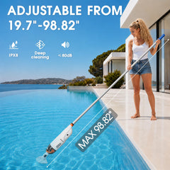 Cheerclean with extension pole attached demonstrating increased reach advantage