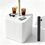 CHENG RONG front view of table showing umbrella hole and sleek surface for added convenience