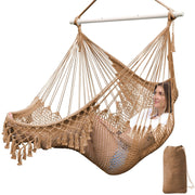 Chihee front view hanging chair showing full seat and spreader bar comfort