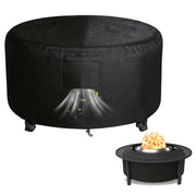 Chinchilla front view of 42-inch cover protecting Solo Stove surround, shows full coverage benefit