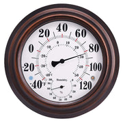 CHIVENIDO front view bronze thermometer hygrometer showing clear dial and classic look