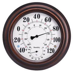 CHIVENIDO front view bronze thermometer hygrometer showing clear dial and classic look
