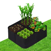 CJGQ front view of fabric raised garden bed showing durable construction and space saving