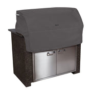 Classic Accessories Ravenna front view showing full taupe cover protecting grill top