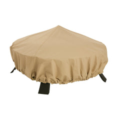 Classic Accessories front view of 44 inch round fire pit cover showing full fit and protection