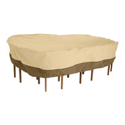 Classic Accessories Veranda front view showing full cover protecting table and chairs