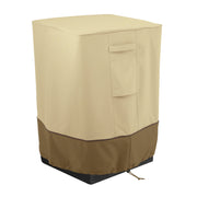 Classic Accessories front view of fire column cover showing full protection and neat fit
