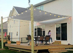 COCONUT front view of grey 6x8 sun shade sail showing full coverage benefit