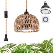 Cofiveevo front pendant view showing decorative rattan and plant-friendly design