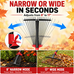 cogardenshower rake expanded head showing adjustable width benefit