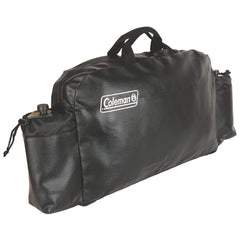Coleman front view of carry case protecting stove, keeps gear secure