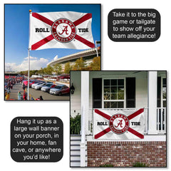 College Flags & Banners Co. banner flying at a tailgate showing spirited use