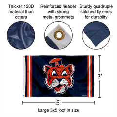 College Flags & Banners Co. close-up stitching highlighting quadruple-stitched flyends for durability