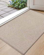 Color&Geometry front view heather khaki mat showing neutral welcome and quick moisture capture