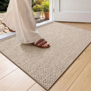 Color&Geometry front view heather khaki mat protects floors