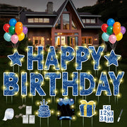 ComboJoy front packaging showing full 18-piece birthday yard sign kit and contents benefit easy setup