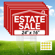 ComboJoy front view of six folded estate sale signs showing ready-to-use benefit