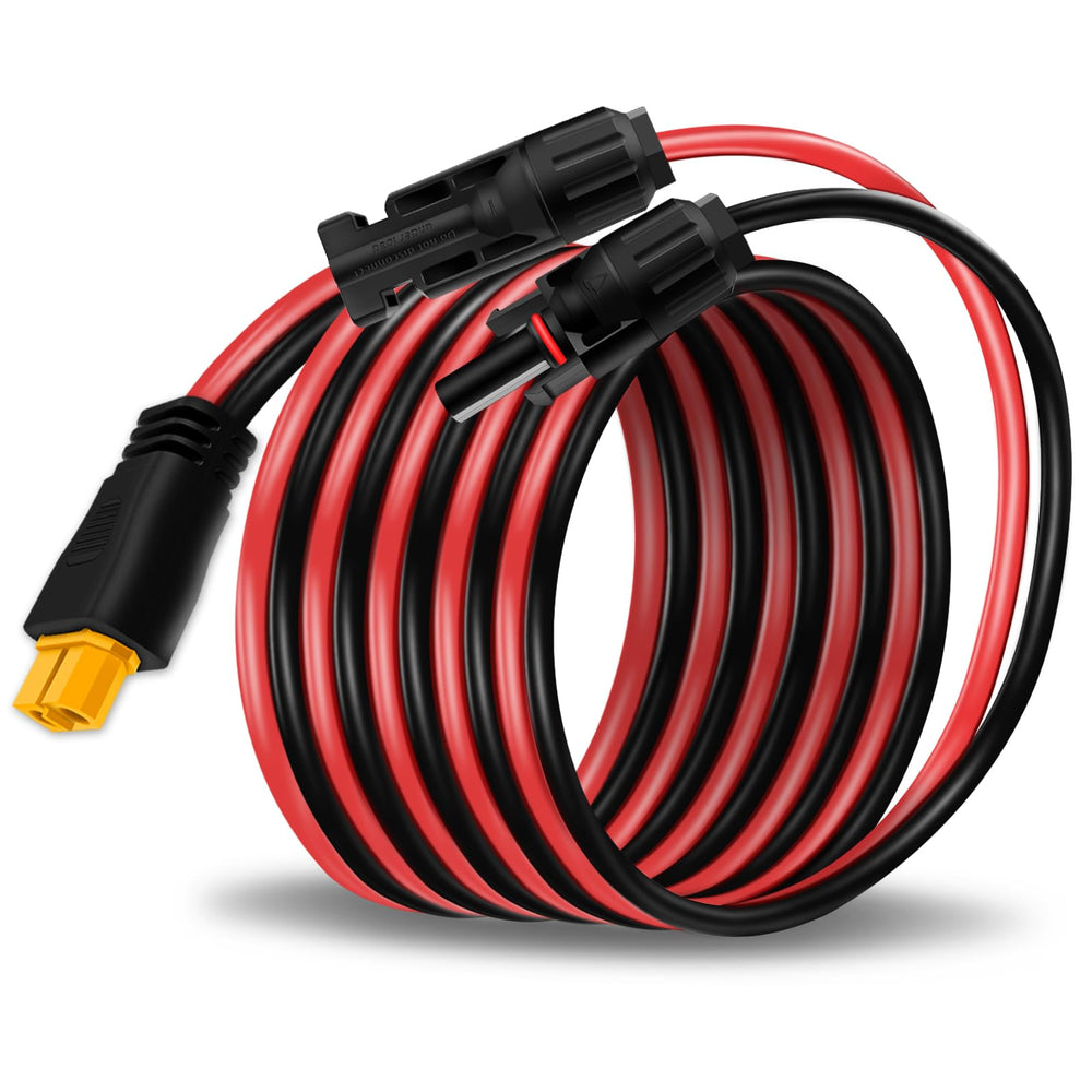 COMeap front view of MC4 to XT60 connector showing secure hookup benefit